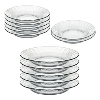 Bbc Glass Kit 12 Prato Fundo Sopa Vidro Duralex Astral Flora 24cm Jog