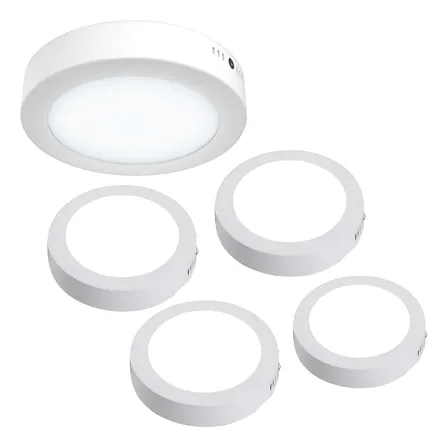 5 Pzs Lampara De Techo Sobreponer Led 18w Luminaria Plafon Estructura Blanco