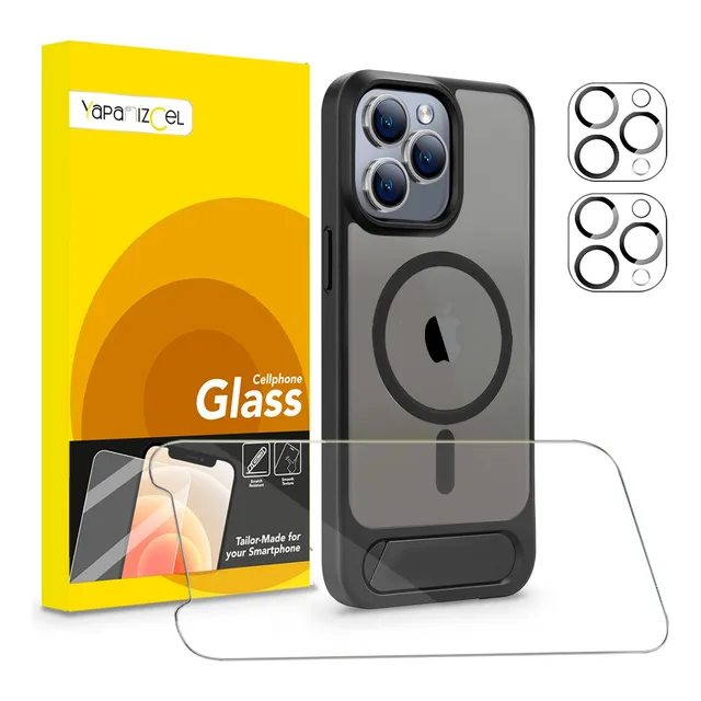 Kit Funda Para iPhone Magsafe + Mica Pantalla + Cámara Stand