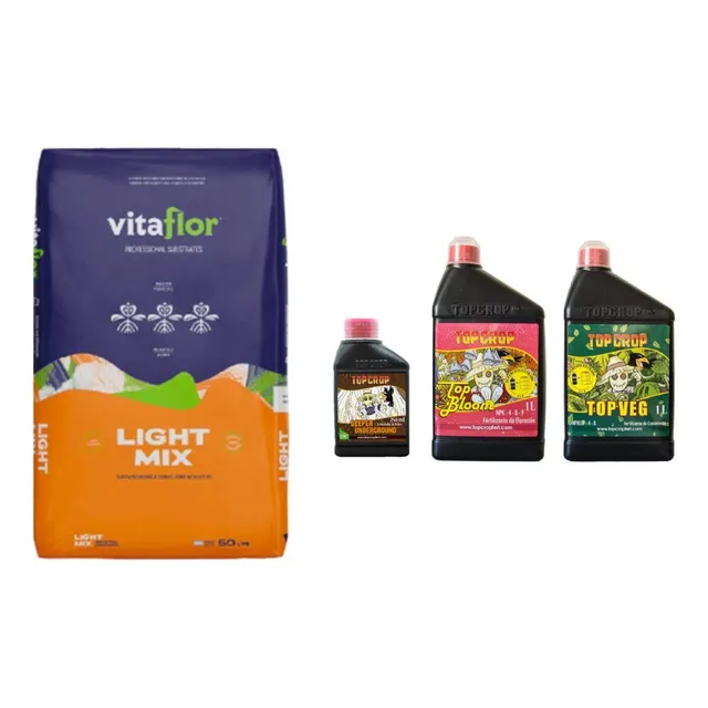 Light Mix 50lt. Deeper 250ml. Top Veg Top Bloom 1lt.