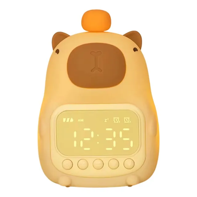 Lámpara Capibara Con Reloj Y Alarma Usb Luz Nocturna Led