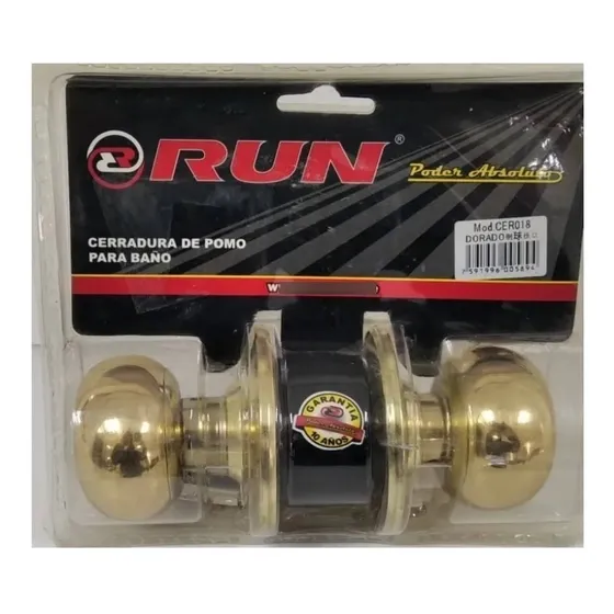 Cerradura De Pomo Para Baño Run - Dorado Cer018