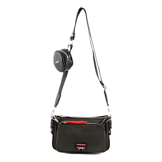 Cartera Bandolera Doble Blaque Cuero Pu Cierre Correa Roma