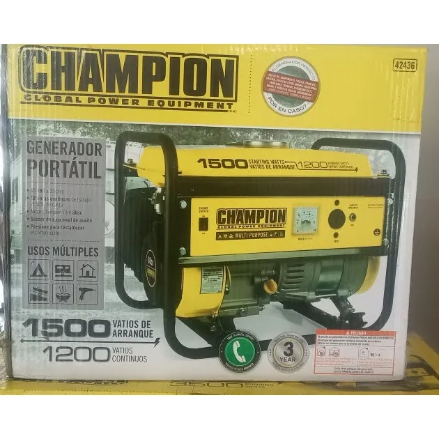 Planta Eléctrica Champion 1500 W Motor 4 Tiempos A Gasolina