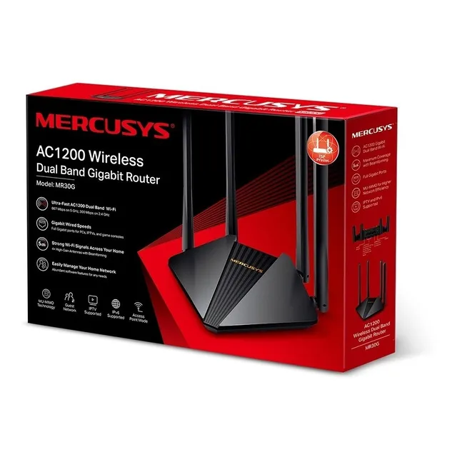 Router Mrecusys Mr30G V1 AC1200 Wireless Dual Band Gigabit Negro 110V/220V