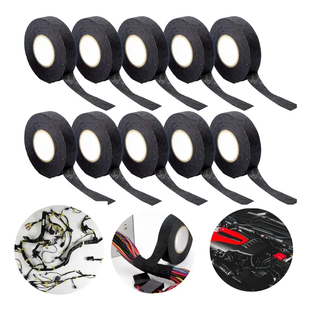 Pack 10 Rollos Cinta Tela Cableado Automotriz Gps Tracker 15