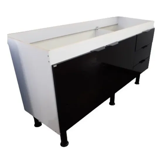 Balcão Gabinete De Cozinha Black 100% Mdf - Para Pia 1,2 Mts
