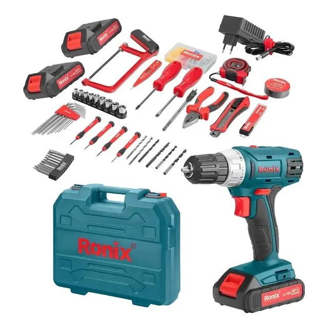 Set De Herramientas Con Taladro Inalámbrico Ronix Rs-8018