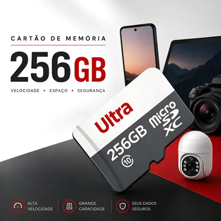 Cartão De Memória Para Celular Drones 256gb Micro Sd Câmeras