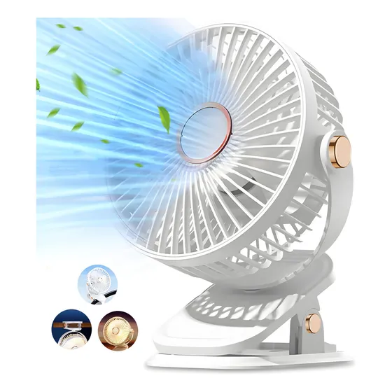 Fofodio Ventilador Portátil 5 Velocidades Recargable Ajustable Ventiladores De Escritorio Con Ventilador De Pedestal Aires Portátil De Carga Usb Y Luz Nocturna Abanicos Enfriador De Aire Blanco