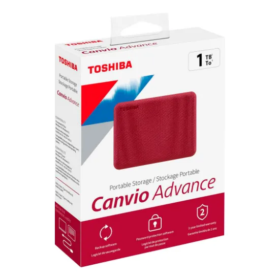 Disco Duro Externo Toshiba Canvio 1tb Advance/ Usb 3.0/ Rojo