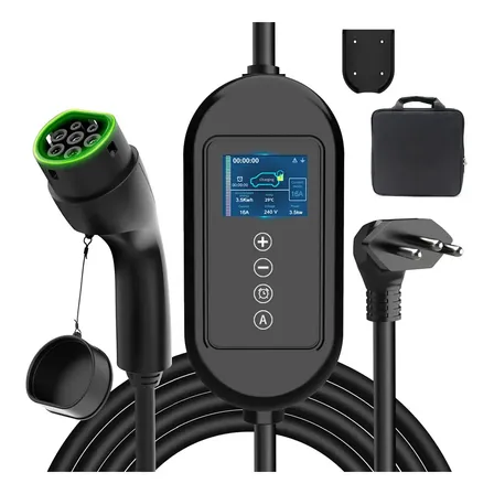 Carregador Carro Elétrico Portátil 3,5 Kw, Ajustável De 8-16a, Cabo De Carregamento Tipo 2 De 5 Metros Para Ev E Phev