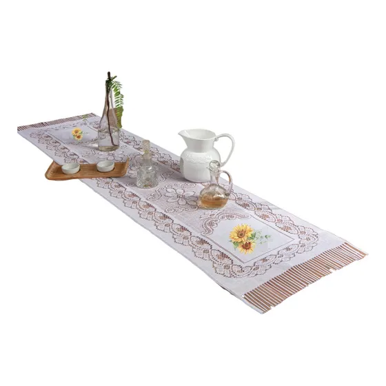 Caminho De Mesa Rendada Estampada 0,40cm X 1,50m
