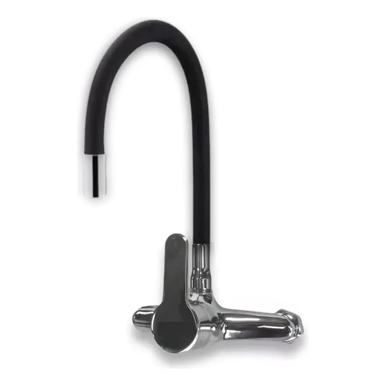 Griferia Cocina Pared  Monocomando  Flexible Color Pico Alto