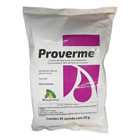 Saco 25 Sachês Proverme Vermífugo Solúvel 28g
