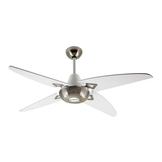 Ventilador De Techo Madera Blanco De Diseño Bajo Consumo Estructura Plateado