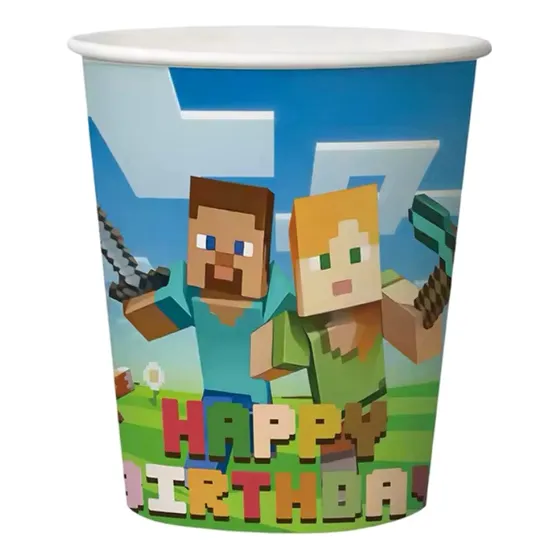 Pack 10 Vasos Descartables Minecraft Diseño Calidad