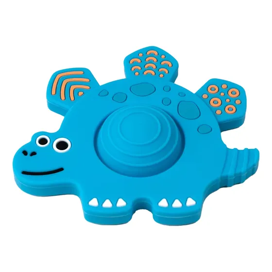 Masticador De Silicón Para Bebés Dino Celeste Úpale