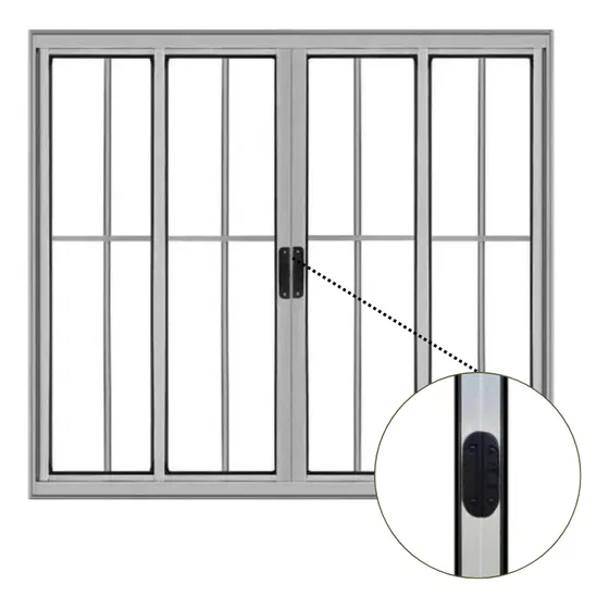 Janela Vitro 4 Folhas 1x1 Brilhante Com Grade