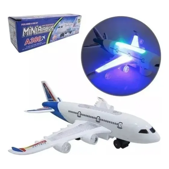 Avião Miniatura Bate Volta C/ Som E Luz Jumbo
