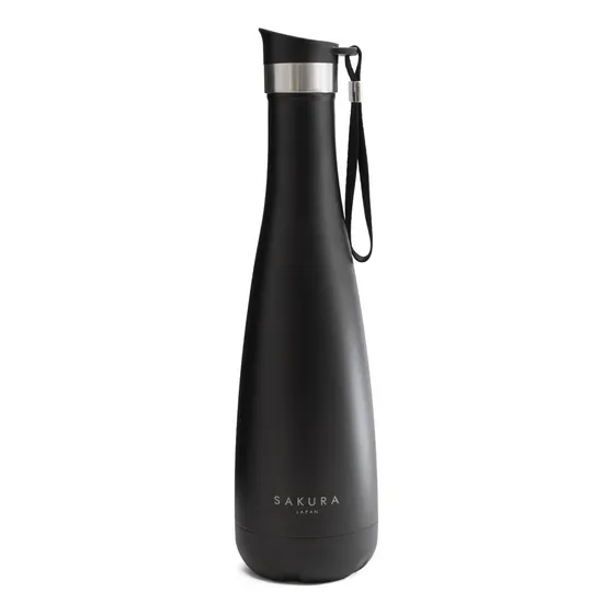 Termo / Botella Térmica Sakura Wavy 750 Ml Acero Inoxidable Color Negro