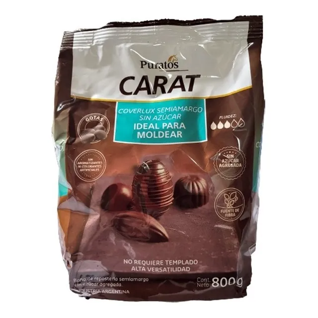 Chocolate Semiamargo Sin Azucar Carat Coverlux Puratos 800gr