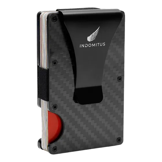 Billetera Tarjetero Premium Fibra Carbono Aluminio Elegante Bloqueo Rfid Hombre Clip De Billetes Carbon Fiber Wallets Men Rfid Blocking Credit Card Holder With Aluminum Money Clip