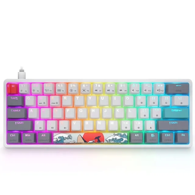 Teclado Skyloong Sk61 Optico 60% Gateron Yellow Coral Sea