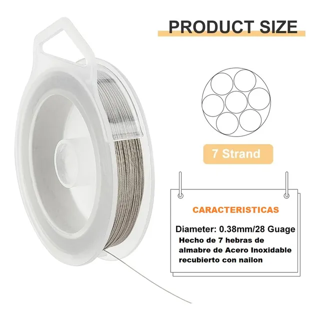 Guaya Acero Inoxidable 304 Ultrafina Calibre 28 Ó 0.38mm