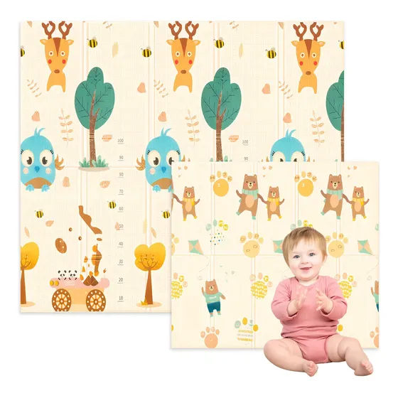 Alfombra Piso Goma Eva Plegable Bebe Antigolpes Con Bolso Color Multicolor Birdie Y Bear