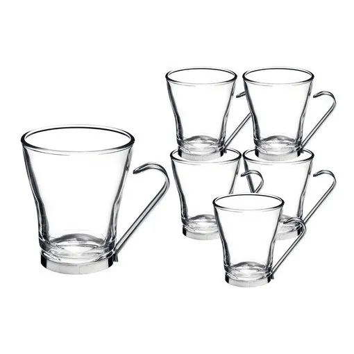 Set X6 Tazas Pocillo Café Capuccino Vidrio Oslo Bormioli 328 Color Blanco