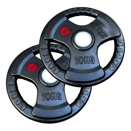 Set 2 Discos Olímpico De 10 Kg Engomado Con Agarres
