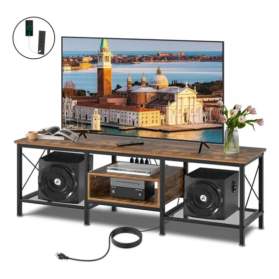 Mueble Para Tv Moderno 160cm 43-75 Pulgadas Minimalista Con Regleta Furrific Marrón