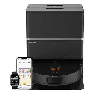 Robot Aspirador Y Trapeador Inteligente Con Succión De 15000 Pa, Vaciado Automático 120 Días, Navegación Láser, Brazo Biónico, Secado Térmico A 85 °c Y Cepillo Antienredos Deerma X80,negro