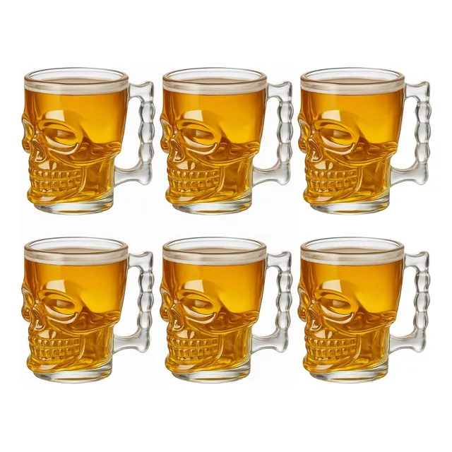 Pack 6 Tarros Cerveza Calaca Vaso Vidrio Calavera 460ml
