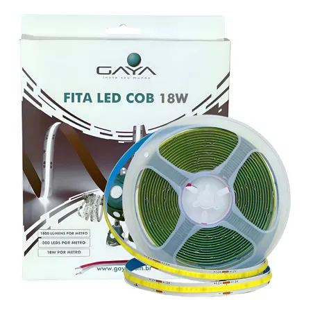 Fita Led Cob 18w 12v 5 Metros Gaya - Cor 6000k Branco-frio 127/220v 12v