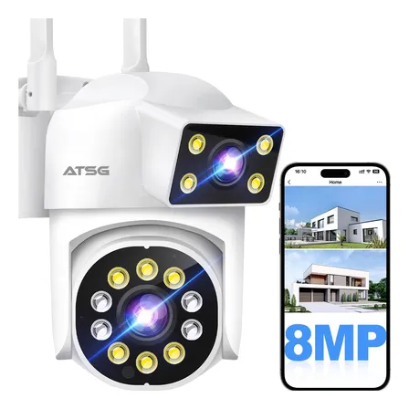Atsg® Doble Lente Ptz Cámara De Seguridad Estanca 8mp