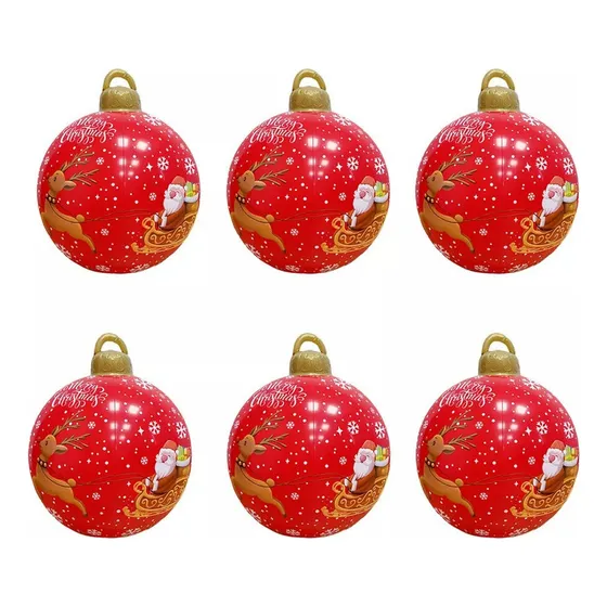 H Esferas Navideñas Gigantes De Pvc De 60 Cm/24 In, 6 Pzs.