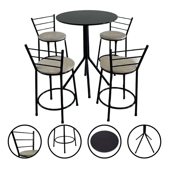 Mesa Com 4 Baquetas Modernas Baixas Redondas Casa Gourmet