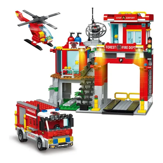 Juego De Bloques De Construcción De Estación De Bomberos De 