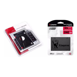Kit Ssd 240gb Kingston A400 Sata 3 2,5 Polegadas Sa400s37/240g + Adaptador Caddy 12,7mm Para Notebook Kit Ssd 240gb Kingston A400 Sata 3 2,5 Polegadas Sa400s37/240g + Adaptador Caddy 12,7mm Para Notebook