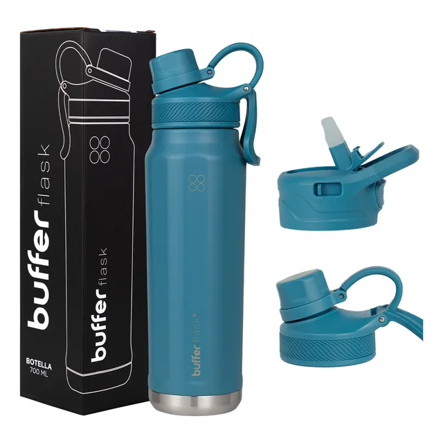 Termo Botella Agua Termica Acero Inoxidable Buffer + Tapas