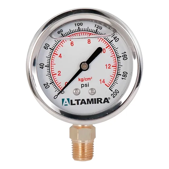 Manometro Altamira Con Glicerina 0-200 Psi 1/4 M Posicion In