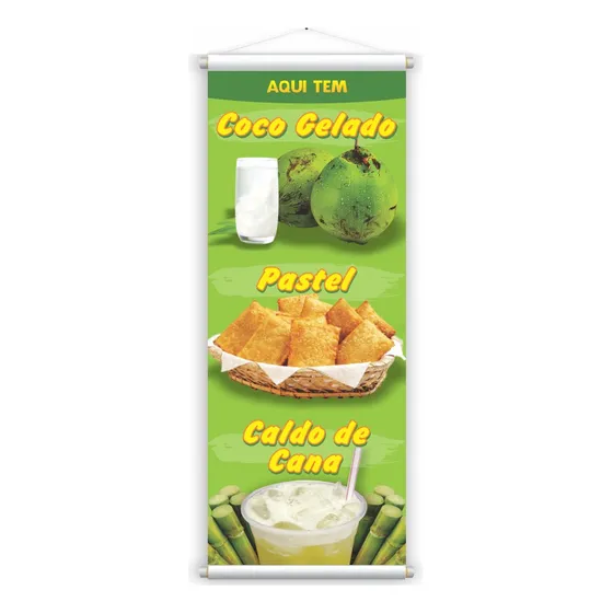 Banner Vertical Caldo Cana Pastel Coco Gelado Lanchonete
