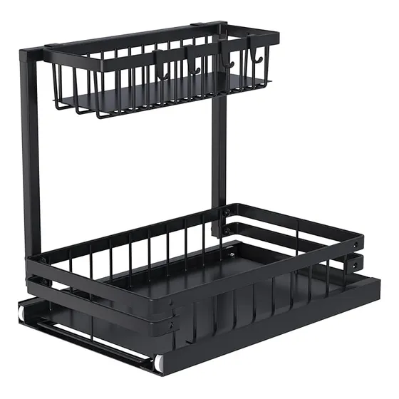 Canasto Extraible Bajo Mesada 2 Niveles Negro
