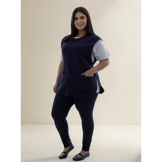 Plus Size - Kit Com 2 Conjuntos Uniforme Legging Doméstica