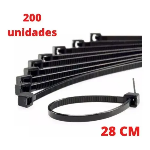 Fita Hellermann Abraçadeira Nylon 28cm X 4,8mm 200 Unidades Cor Preto