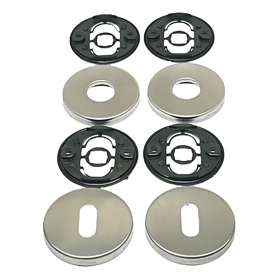 Kit Espelho Roseta Redonda Inox Cromado Fechadura Interna 