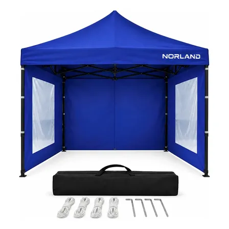 Gazebo Reforzado Plegable 3x3m Ventanas Impermeable Norland Azul