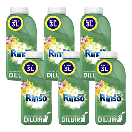 Detergente Líquido Rinso Diluir 500ml Pack X6